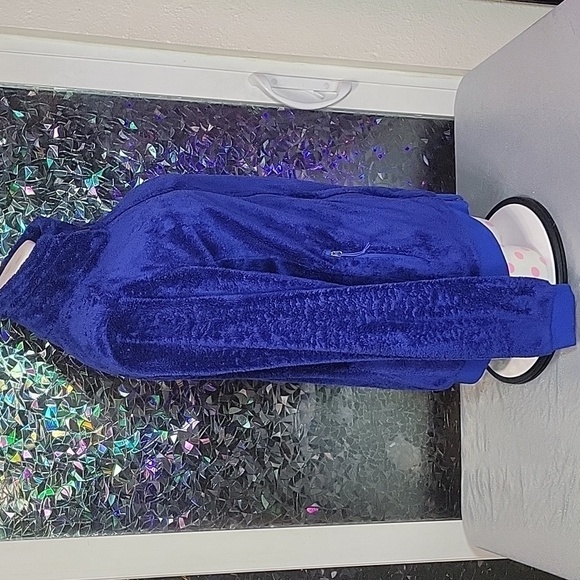 Y2K The Northface Teddy Bear 'Osito' Zip Up Jacket Coat Dark Royal Blue SZ:M - Picture 6 of 10